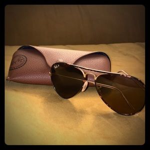 Ray Ban Tortoise & Gold Polarized Aviators